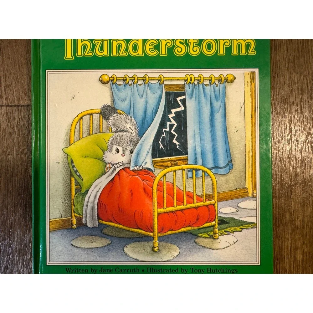 Honey Bear Hoppitys First Thunderstorm Kids OS Green Good Vintage Hardcover 1985